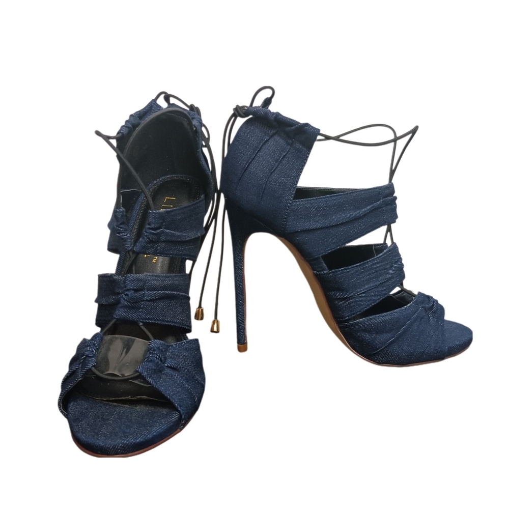 Iliana Denim High Heeled Shoes, Size 6.5